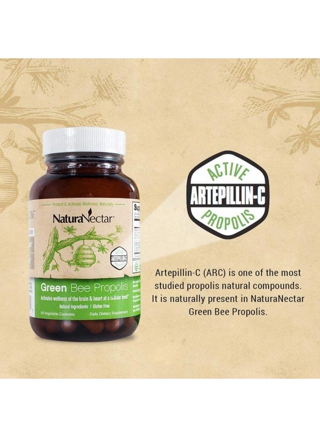 NaturaNectar Green Bee Propolis Vegetable Capsule For Brain, Heart & Immune Support 60'S - Image 5