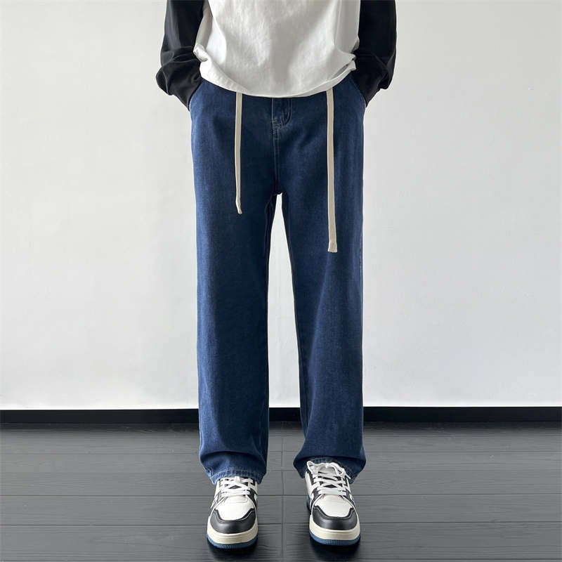 Pants Trendy Brand Handsome Street Men'S 2025 Spring & Fall New Loose Straight Jeans Boys Casual Versatile Pants - Image 1
