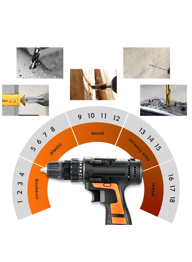 ACYYH Cordless Power Drill Set, 12V Electric Driver with Bits, Carrying Case and Charger, Bit Clip, LED Light, for Wood Drilling Screwdriving - Image 4