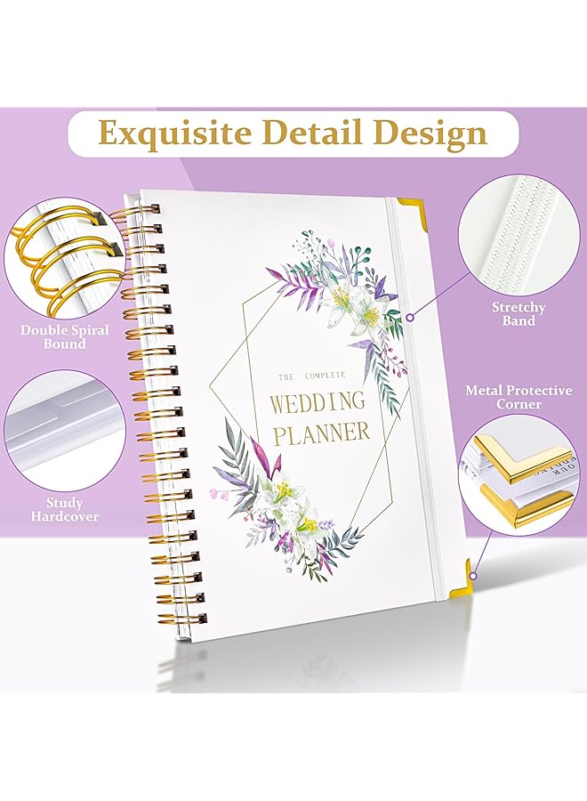 erorex Wedding Planner Book Comprehensive Wedding Organizer With Checklists And Budget Tools Hardcover Wedding Binder Featuring 5 Inner Folders Ideal Engagement Gift For Brides  - Image 3