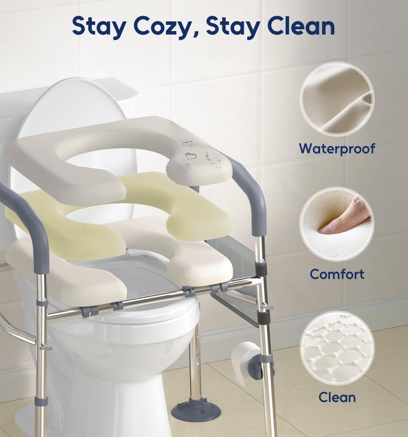 Bluelog Raised Toilet Seat with Handles, Width & Height Adjustable Toilet Seat Risers for Seniors, Heavy Duty 400lbs Elevated Toilet Seat for Elderly, Pregnant, Handicap, Fit Any Toilet - Image 5