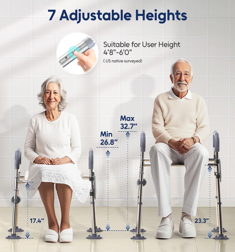 Bluelog Raised Toilet Seat with Handles, Width & Height Adjustable Toilet Seat Risers for Seniors, Heavy Duty 400lbs Elevated Toilet Seat for Elderly, Pregnant, Handicap, Fit Any Toilet - Image 4