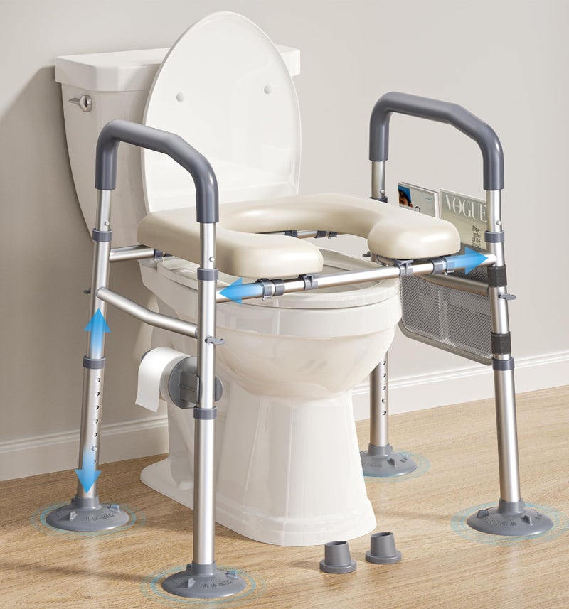 Bluelog Raised Toilet Seat with Handles, Width & Height Adjustable Toilet Seat Risers for Seniors, Heavy Duty 400lbs Elevated Toilet Seat for Elderly, Pregnant, Handicap, Fit Any Toilet - Image 1