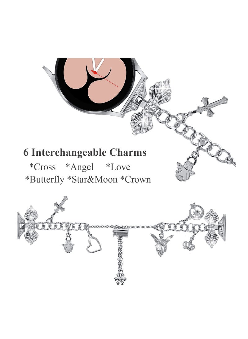 SYOSI Unique Watch Band for Samsung Galaxy Watch 4/5 Active 2 40mm 44mm Band Watch 5 Pro 45mm Watch 4 Classic 42mm 46mm, Diamond Bracelet Charms Individuality Jewelry Metal Strap - Image 3