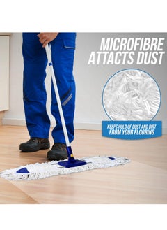 Generic Dust Control Floor Cleaning Mop | Reusable Washable Cotton Flat Mop Head | Wet & Dry Functionality | Long Aluminum Handle | Swivel 360 Rotating Head | Suitable For All Hard Surfaces | 60 CM  - Image 5