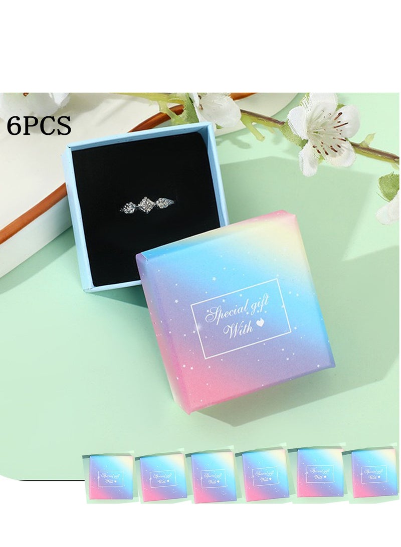 Daytoyz 6PCS Hard Cardboard Jewelry Boxes with Ribbon Bow Small Ring Box Gift Cases for Earring Packaging Necklace Bangle Bracelets Weddings - Image 1