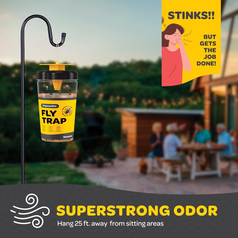 SEWANTA Outdoor Fly Trap [Set of 2] Fly Traps Outdoor with Dissolvable Non-Toxic Bait - Fly Repellent for Outdoor Use Only - Controls Flies for Patios, Barns, Ranches Etc. Hanging Fly Traps with Tie Included - Image 2