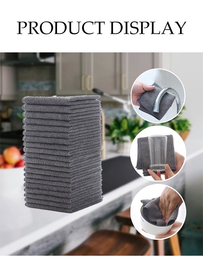 DUNISO 10 Pcs Microfiber Towel Set，Ultra Absorbent & Multi-Purpose Towel，Cleaning Towels，Lint-Free Towels，Soft and Comfortable，for Kitchen, Dishes, Bathroom, Glass, Car，25*25cm，Grey - Image 4