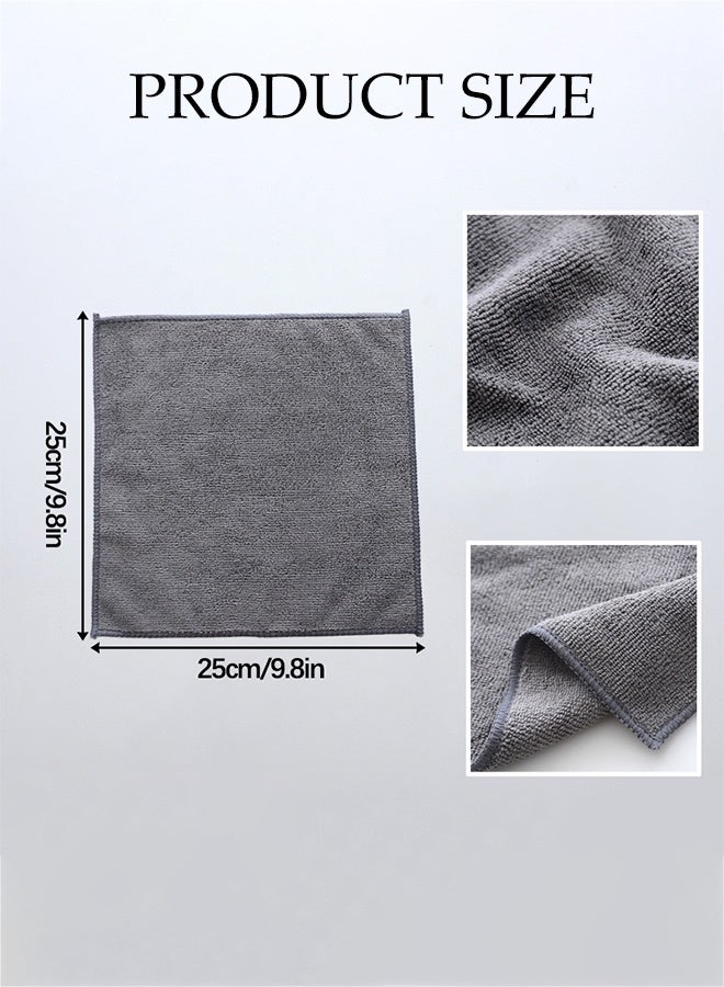 DUNISO 10 Pcs Microfiber Towel Set，Ultra Absorbent & Multi-Purpose Towel，Cleaning Towels，Lint-Free Towels，Soft and Comfortable，for Kitchen, Dishes, Bathroom, Glass, Car，25*25cm，Grey - Image 2
