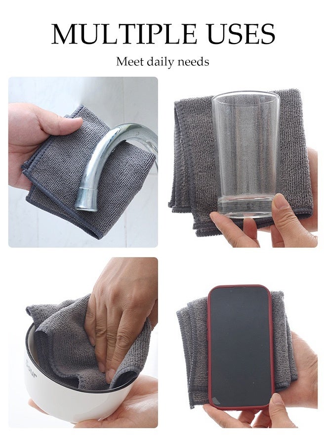 DUNISO 10 Pcs Microfiber Towel Set，Ultra Absorbent & Multi-Purpose Towel，Cleaning Towels，Lint-Free Towels，Soft and Comfortable，for Kitchen, Dishes, Bathroom, Glass, Car，25*25cm，Grey - Image 3