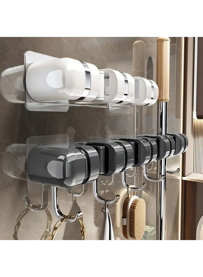 Grey Adhesive Shower Storage Rack Detachable Hook Wall Mounted No Drilling Required - Image 2