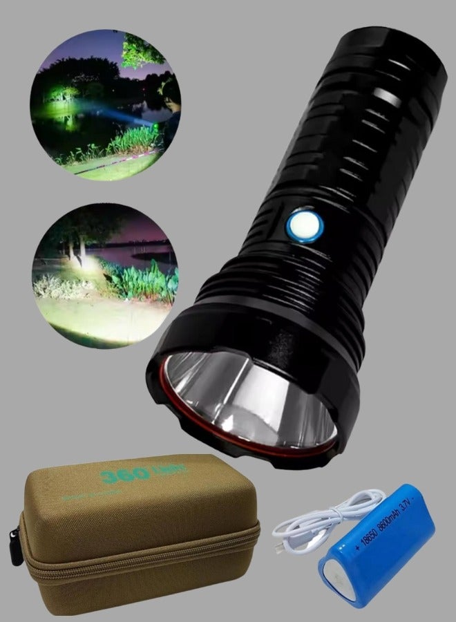 360°Light 1800LM USB Rechargeable LED Flashlight, Super Bright Flashlight, Waterproof 6600mA Light 3 Brightness 3 Modes for Camping, Outdoor, Emergency, Everyday Flashlights  - Image 1