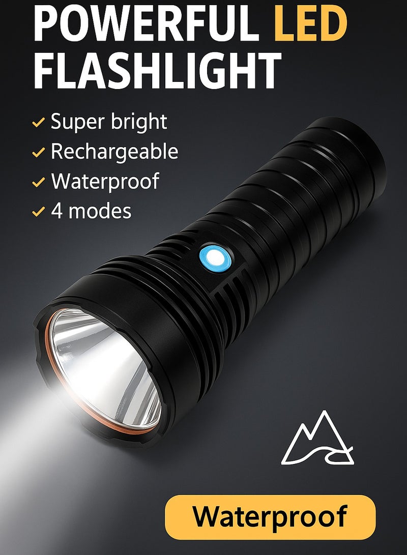 360°Light 1800LM USB Rechargeable LED Flashlight, Super Bright Flashlight, Waterproof 6600mA Light 3 Brightness 3 Modes for Camping, Outdoor, Emergency, Everyday Flashlights  - Image 3