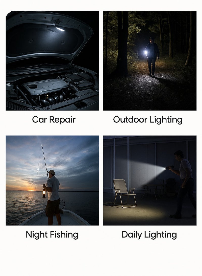 360°Light 1800LM USB Rechargeable LED Flashlight, Super Bright Flashlight, Waterproof 6600mA Light 3 Brightness 3 Modes for Camping, Outdoor, Emergency, Everyday Flashlights  - Image 2