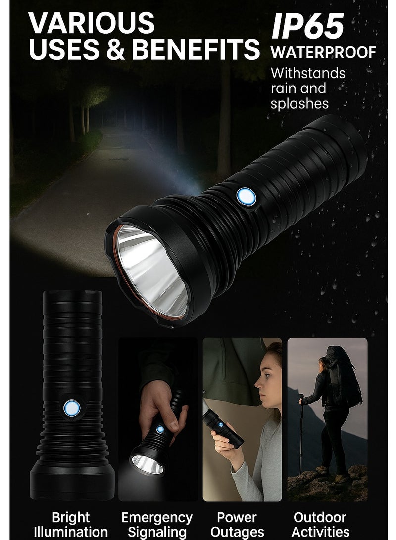 360°Light 1800LM USB Rechargeable LED Flashlight, Super Bright Flashlight, Waterproof 6600mA Light 3 Brightness 3 Modes for Camping, Outdoor, Emergency, Everyday Flashlights  - Image 4