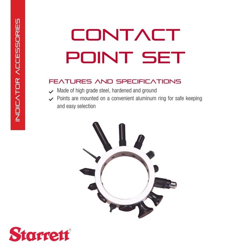 Starrett Dial Indicator Accessories and Contact Set for AGD Indicators  14 Points 448 Screw Thread 1 Shock Absorbing  25R - Image 2