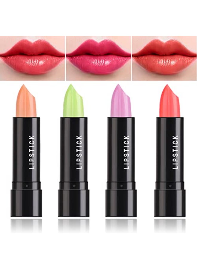 LZYLLS 4 Pcs Color Changing Change LipstickMagic Lipstick Jelly Lip BalmMoisturizer Tinted Lip Tint Stain Long Lasting Waterproof Temperature Color Change Lip Gloss - Image 1