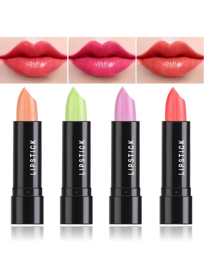 LZYLLS 4 Pcs Color Changing Change LipstickMagic Lipstick Jelly Lip BalmMoisturizer Tinted Lip Tint Stain Long Lasting Waterproof Temperature Color Change Lip Gloss - Image 3