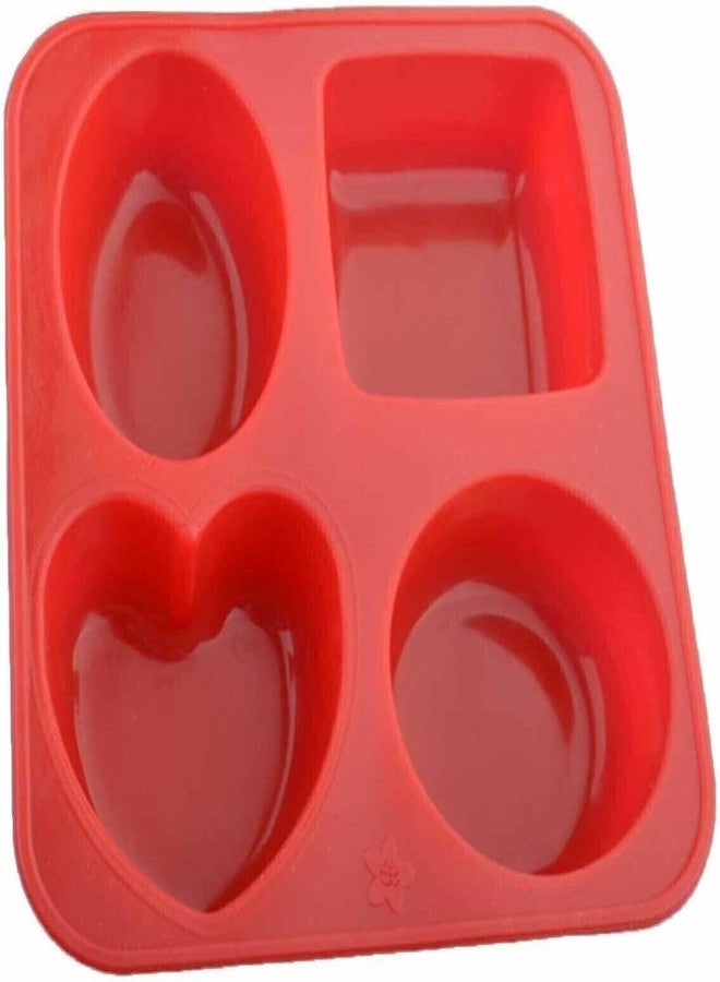 KITCHOOK Silicone Cake Mould Soap Making Square|Round|Oval|Heart Shape Red (Pack of 1) AJ 025 - Image 1