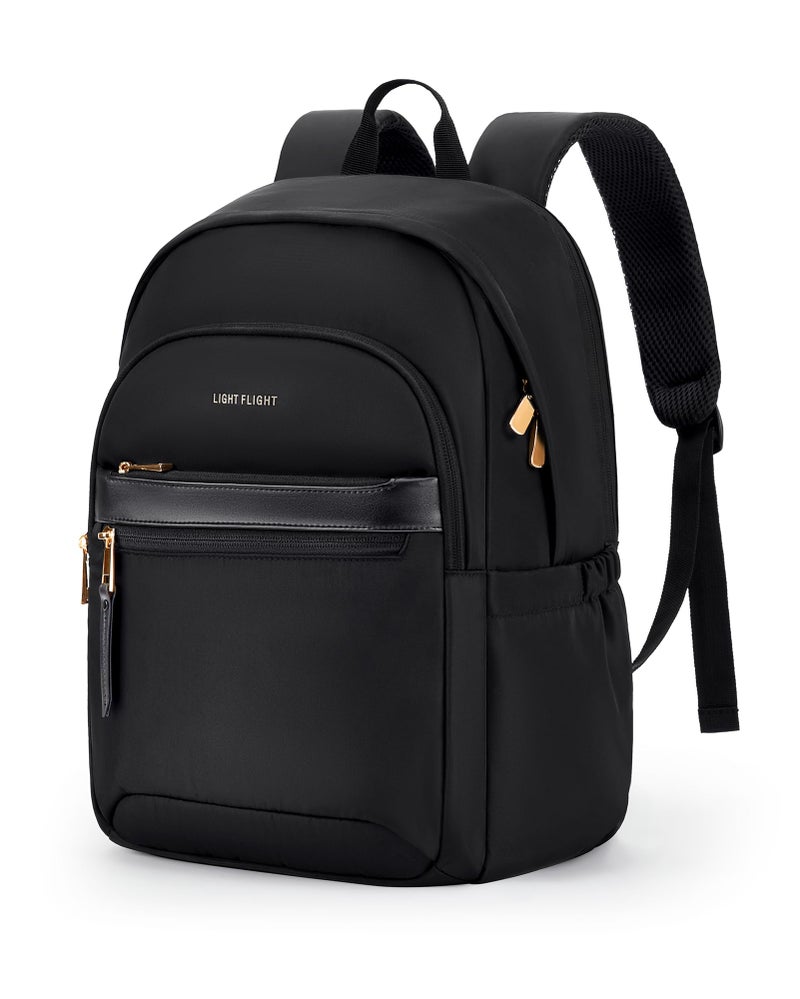 LIGHT FLIGHT Travel Backpack for Women, 15.6 Inch Stylish Laptop Backpack, Computer Bag for College Work Daily, Water-Resistant Casual Daypack with USB Port, Black - Image 1