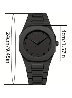 AURA Minimalist Black Analog Watch with Arabic Numerals – Unisex, Matte Finish  - Image 2