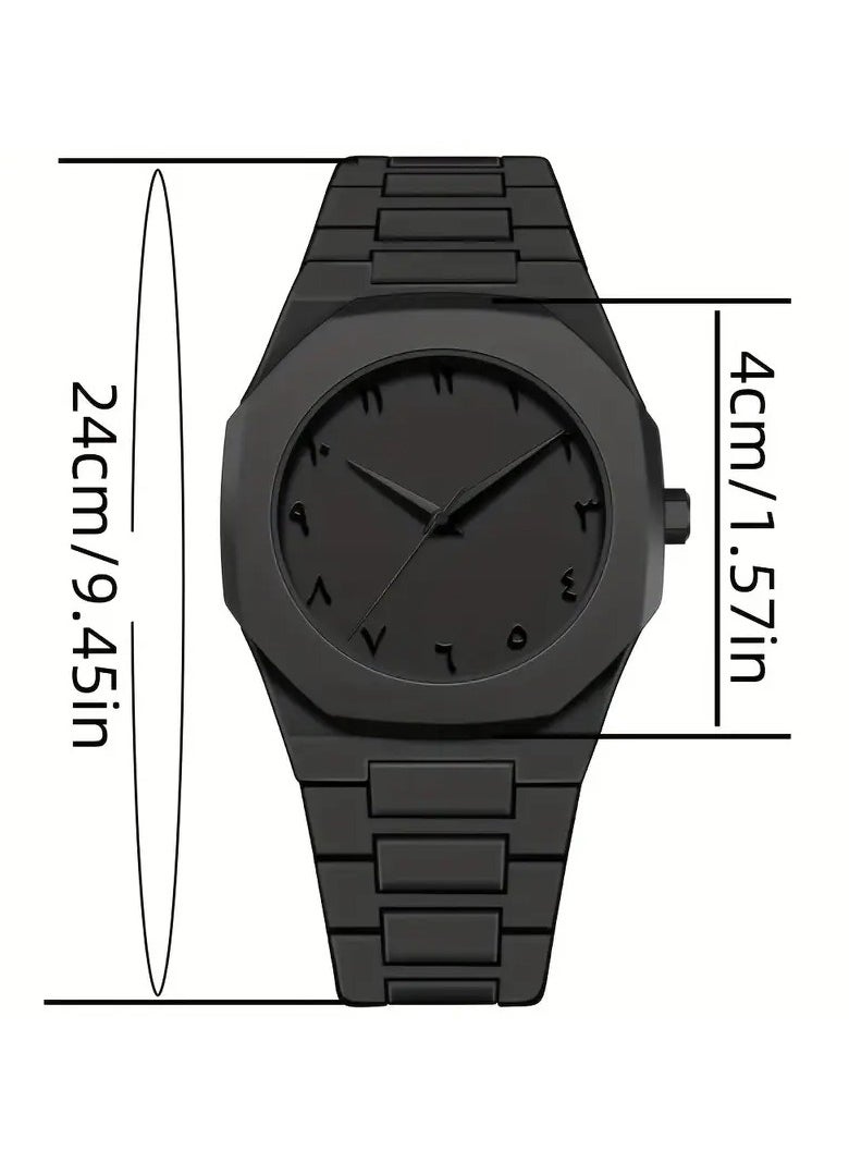 AURA - Minimalist Black Analog Watch with Arabic Numerals – Unisex, Matte Finish - Image 1