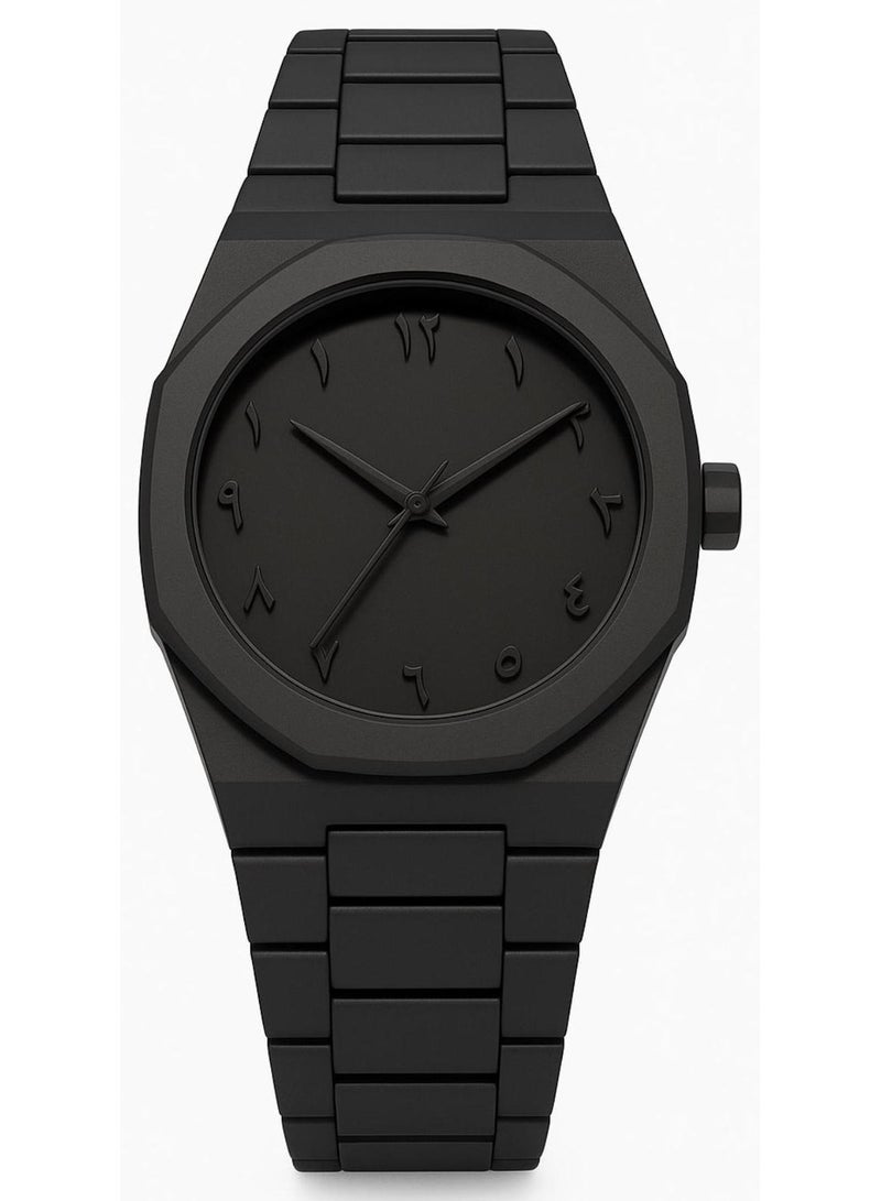 AURA Minimalist Black Analog Aura Watch with Arabic Numbers – Unisex, Matte Finish - Image 1
