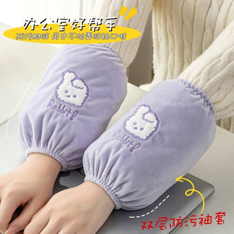 CuteCartoon Long Sleeve Cufflinks Autumn Winter Waterproof Dirt-resistant Arm Protector New 2023 Model For Students And Adults Rabbit purple 