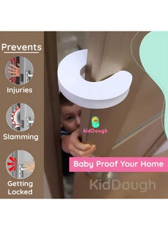 KidDough Baby Proofing Finger Pinch Door Guard For Kids Safety - Pack Of 6 White C-Shape Door Stopper Guard, For Accidental Door Lock & Slamming Door Protection For Child, Babies & Pet Safety  - Image 3