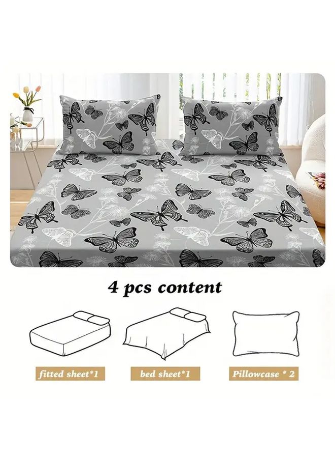 Queen Green Fitted Sheet 100 Polyester Butterfly Pattern 11.81 Inch Deep Pocket - Image 2