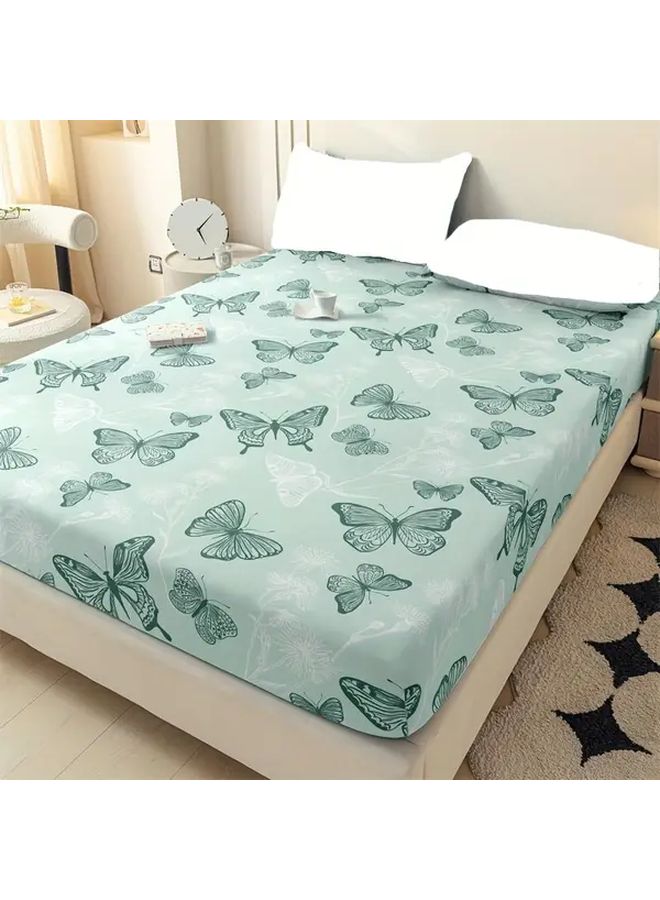 Queen Green Fitted Sheet 100 Polyester Butterfly Pattern 11.81 Inch Deep Pocket - Image 4