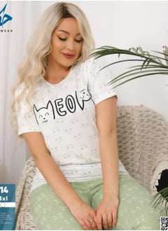 Star Tex Women's Summer Pajama Set - 2 Piece Pants and Embroidery T-shirt - Different Graphic Patterned and Tailored for Comfort  - Image 1
