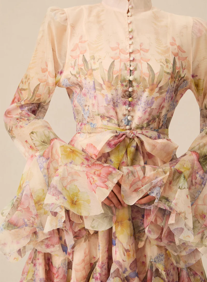 Sunfere Apricot Lana Floral Print Flared Mini Dress for Women | Best Price UAE