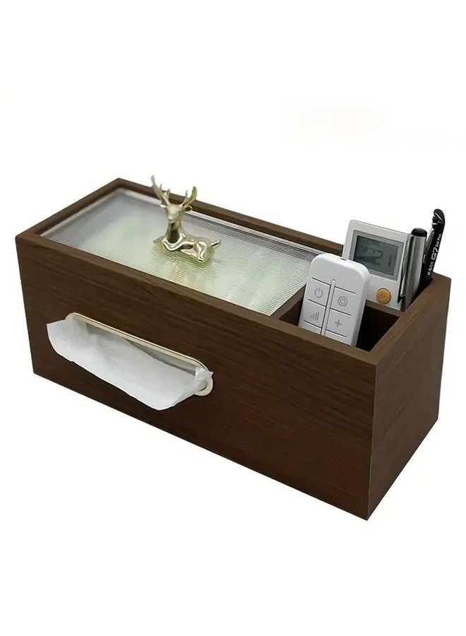 Black Walnut Wood Tissue Box Remote Control Holder Multifunctional Storage For Living Room - Image 2