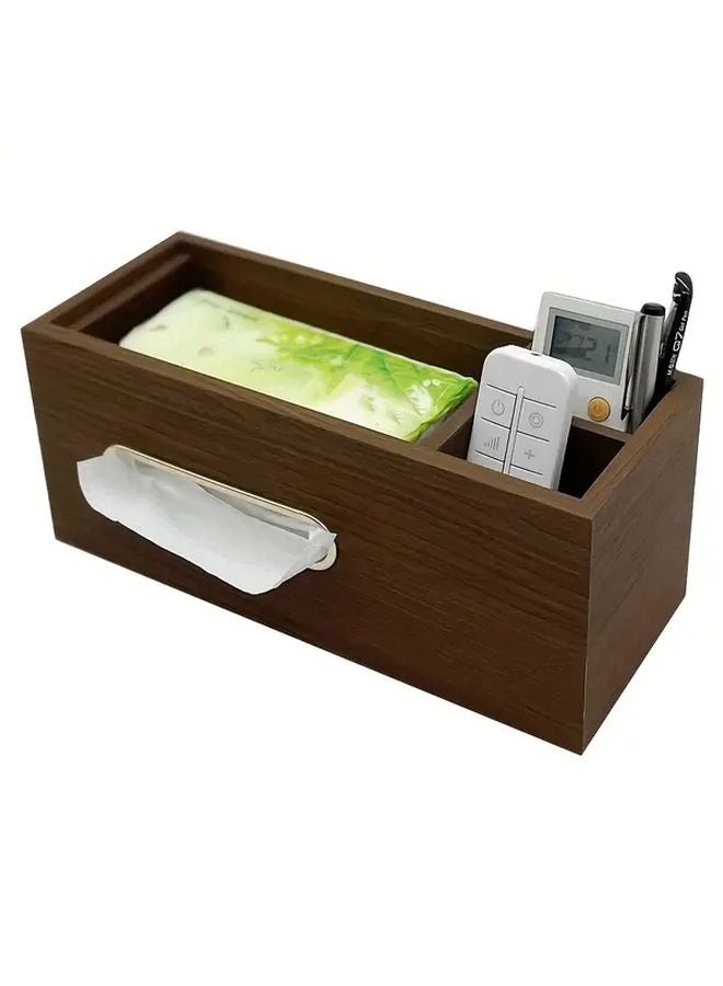 Black Walnut Wood Tissue Box Remote Control Holder Multifunctional Storage For Living Room - Image 5