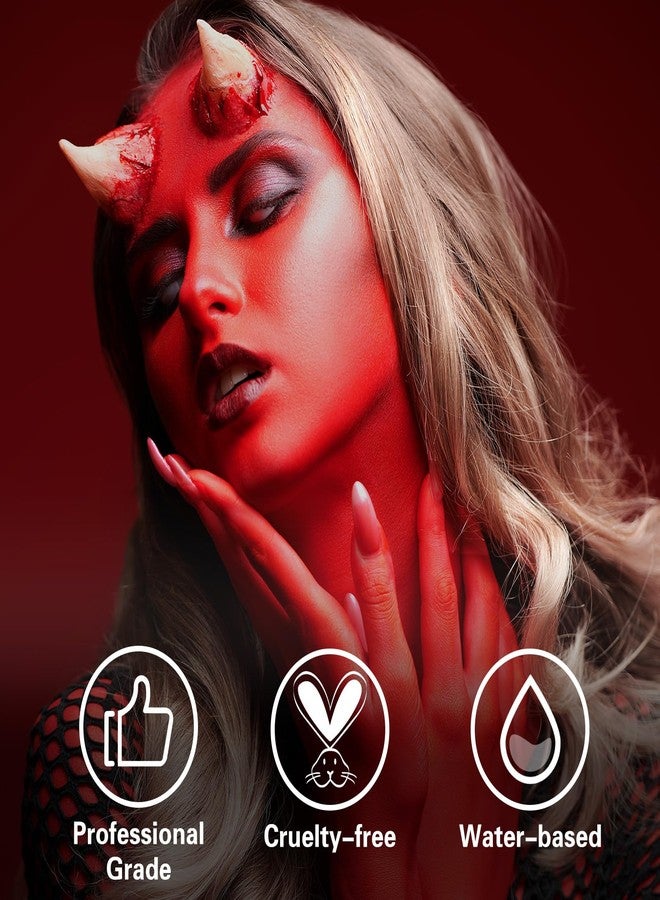 BOBISUKA Red Face Body Paint, Water Based Face Painting for Art Theater Halloween Party Cosplay Clown SFX Makeup for Women Adults, Non-Toxic Washable - Image 3