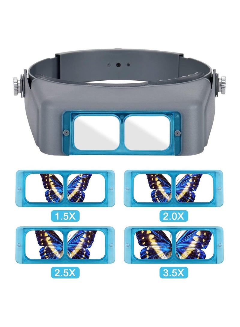 Generic Head Mount Magnifier Professional Double Lens Headband Jewelry Magnifier Reading Visor Glass Binocular Magnifier With Lens Magnification-1.5X 2X 2.5X 3.5X For Repair Crafts - Image 3
