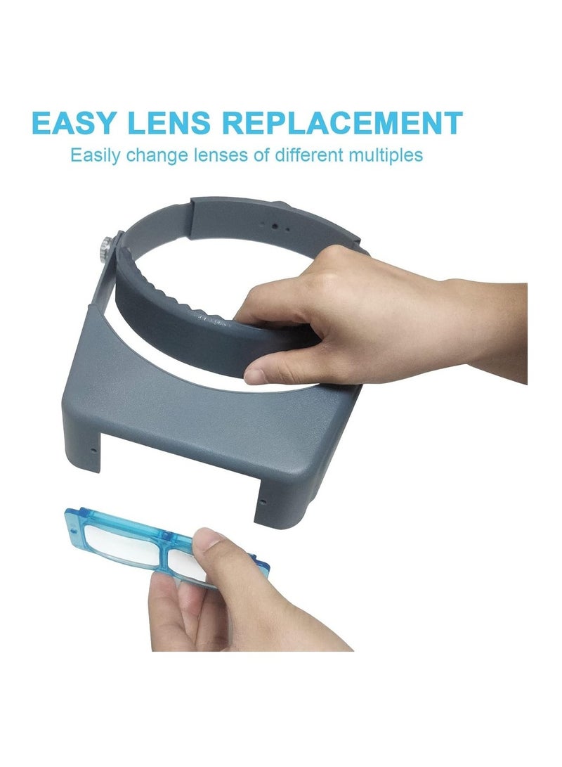 Generic Head Mount Magnifier Professional Double Lens Headband Jewelry Magnifier Reading Visor Glass Binocular Magnifier With Lens Magnification-1.5X 2X 2.5X 3.5X For Repair Crafts - Image 5