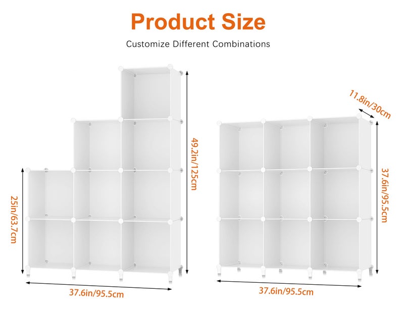 HOMIDEC 9 Cube Storage Organizer, Cubes Shelves for Living Room, Bedroom, White - Image 3