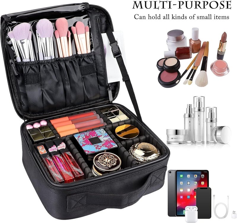 Travel Makeup Bag - Portable Cosmetic Organizer with Adjustable Dividers - Image 3