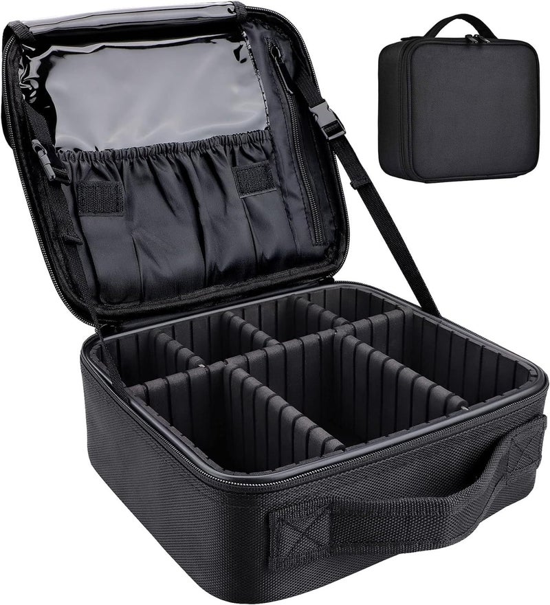 Travel Makeup Bag - Portable Cosmetic Organizer with Adjustable Dividers - Image 1