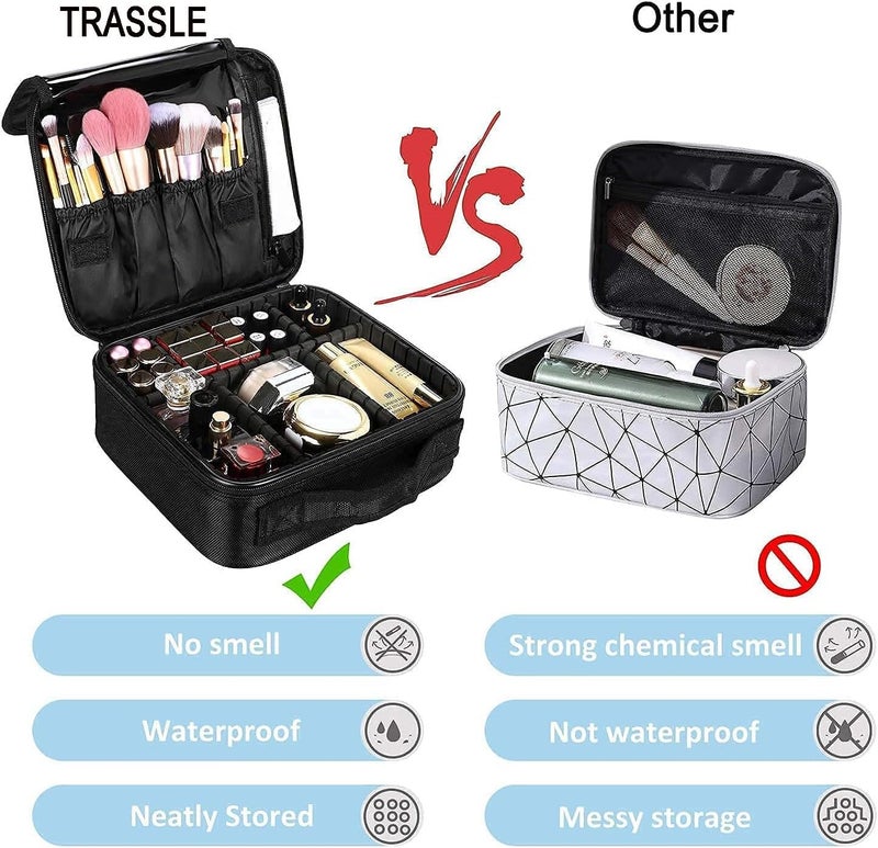 Travel Makeup Bag - Portable Cosmetic Organizer with Adjustable Dividers - Image 2