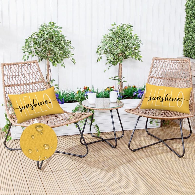 RABUSOFA Outdoor Waterproof Pillows Decorative Throw Pillows,12x20 Inch Hello Sunshine Summer Pillow Covers,Yellow Mustard Waterproof Pillow Cases for Patio Furniture Garden Spring(2-12) - Image 5