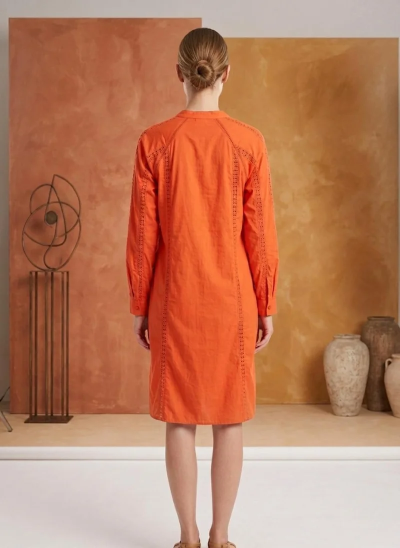 Alaya Women  With Belt Cotton Midi Dress -AL3741