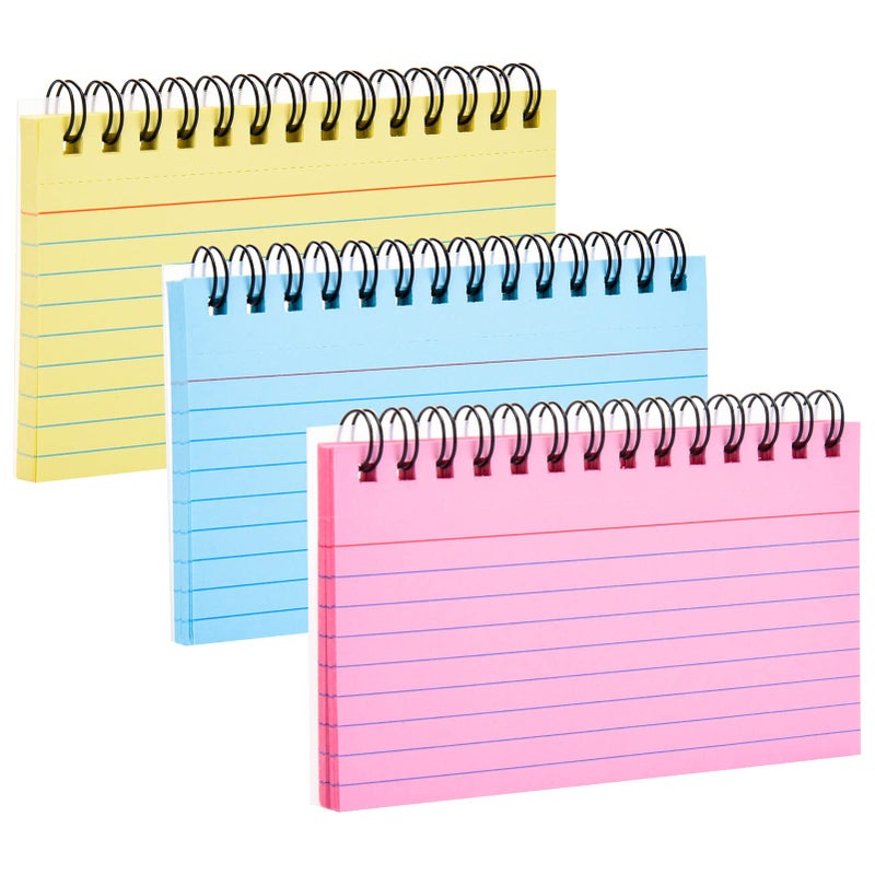 FRIUSATE 150 Sheets Flash Cards 3x5 Inches Spiral Bound Index Cards Colored Ruled Index Cards with Ring Colorful Notecards Flashcards for Studying Nursing School Office Taking to Do List - Image 1