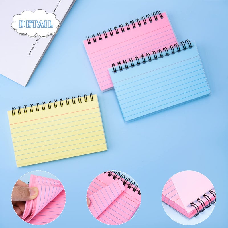 FRIUSATE 150 Sheets Flash Cards 3x5 Inches Spiral Bound Index Cards Colored Ruled Index Cards with Ring Colorful Notecards Flashcards for Studying Nursing School Office Taking to Do List - Image 3
