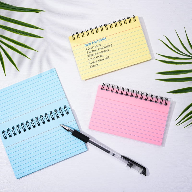 FRIUSATE 150 Sheets Flash Cards 3x5 Inches Spiral Bound Index Cards Colored Ruled Index Cards with Ring Colorful Notecards Flashcards for Studying Nursing School Office Taking to Do List - Image 4
