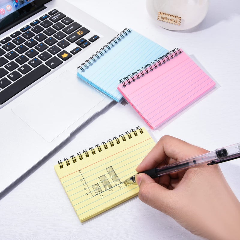 FRIUSATE 150 Sheets Flash Cards 3x5 Inches Spiral Bound Index Cards Colored Ruled Index Cards with Ring Colorful Notecards Flashcards for Studying Nursing School Office Taking to Do List - Image 5