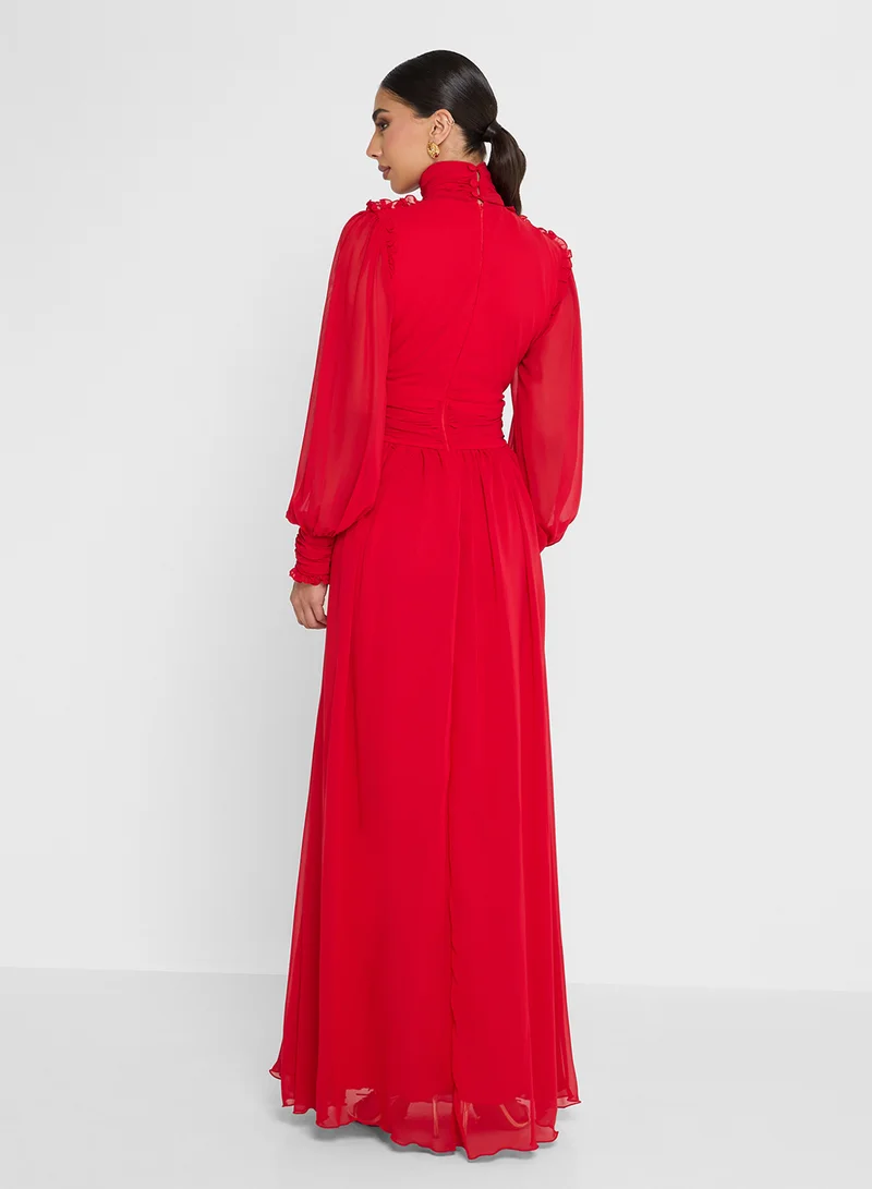 جولدن ابل Ruffle Top Design Maxi Dress