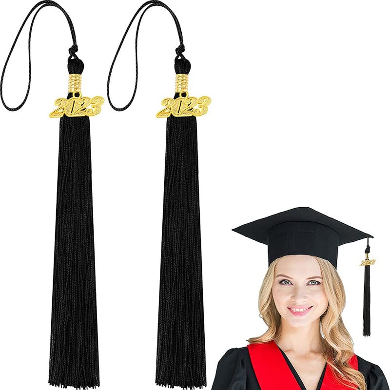 BLOCE BLOCE 2024 Graduation Tassel 2Pcs Graduation Tassel with 2024 Year Charm Black Graduation Tassel 2024 for Graduate Cap 